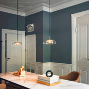 Modern Glass Pendant Light with Electroplated Metal Finish