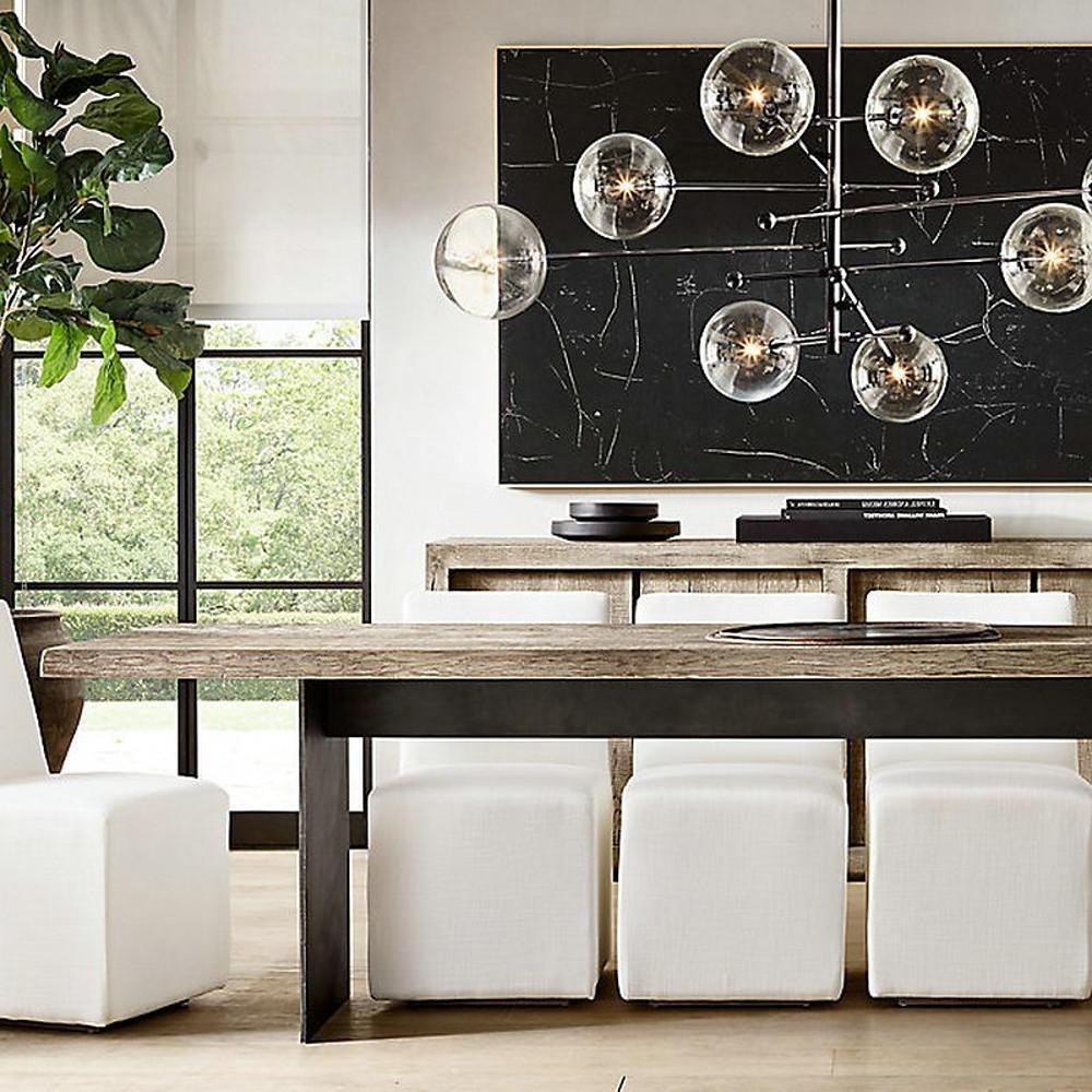 Geometrical Globe Chandelier Metal Glass 6-Light Dining Room Ceiling