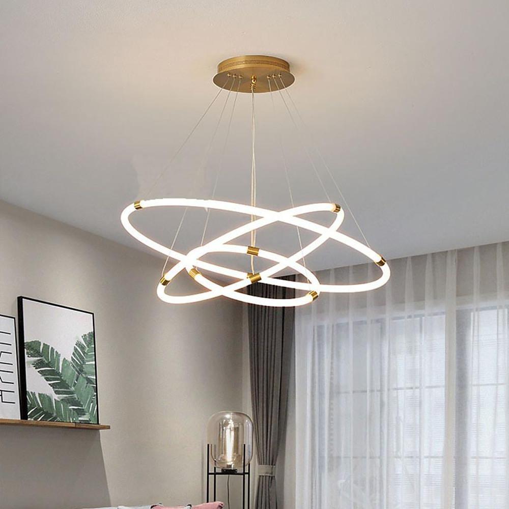 Modern Circular LED Chandelier - 2/3-Light Gold Metal & Acrylic