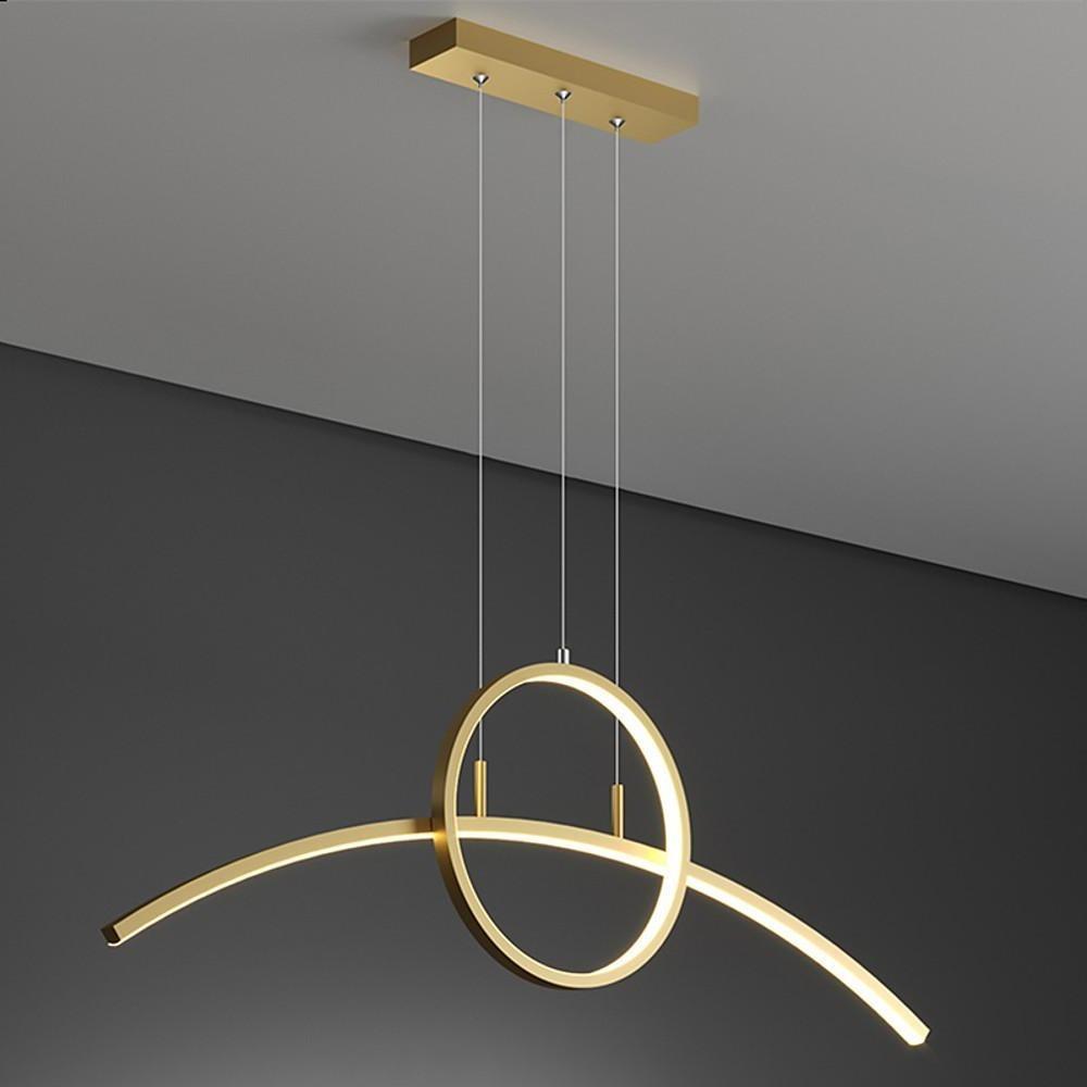 Modern Curved Circle Pendant Light Metal & PVC LED Dining Kitchen