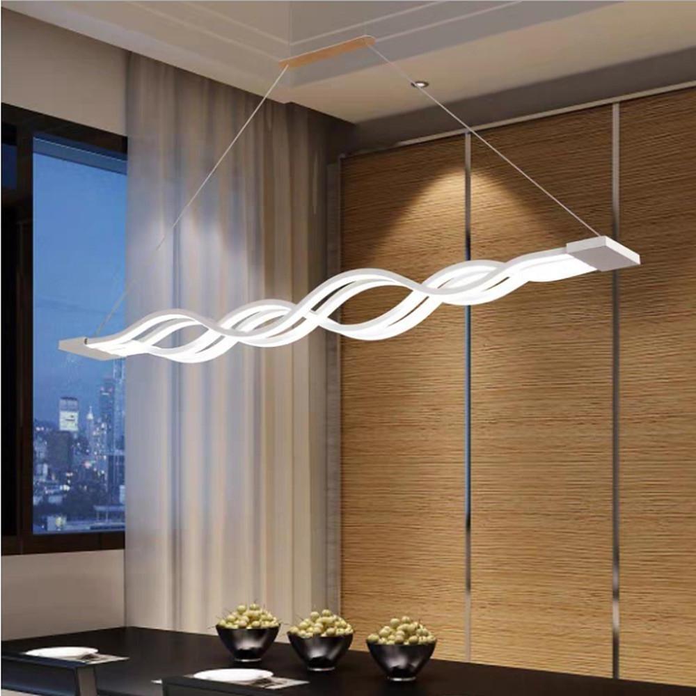 Modern Wave LED Pendant Light 39'' Aluminum Dining Chandelier