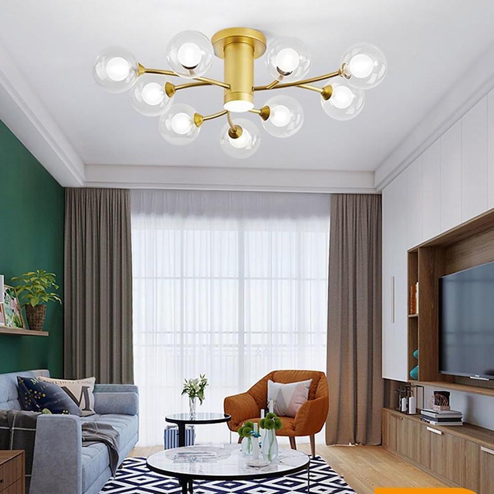 Modern Globe Glass Flush Mount Ceiling Light with LED Bulbs