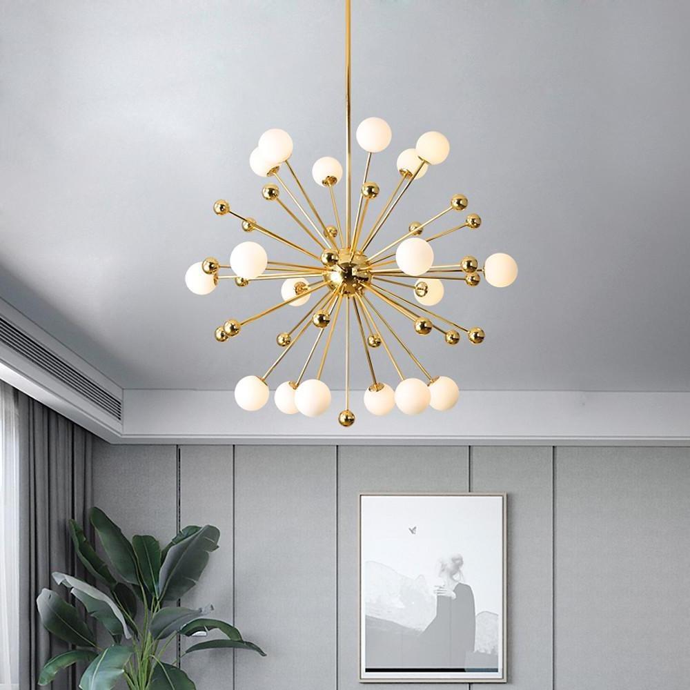 Modern Sputnik Chandelier Gold 18-Light Glass Globe Pendant