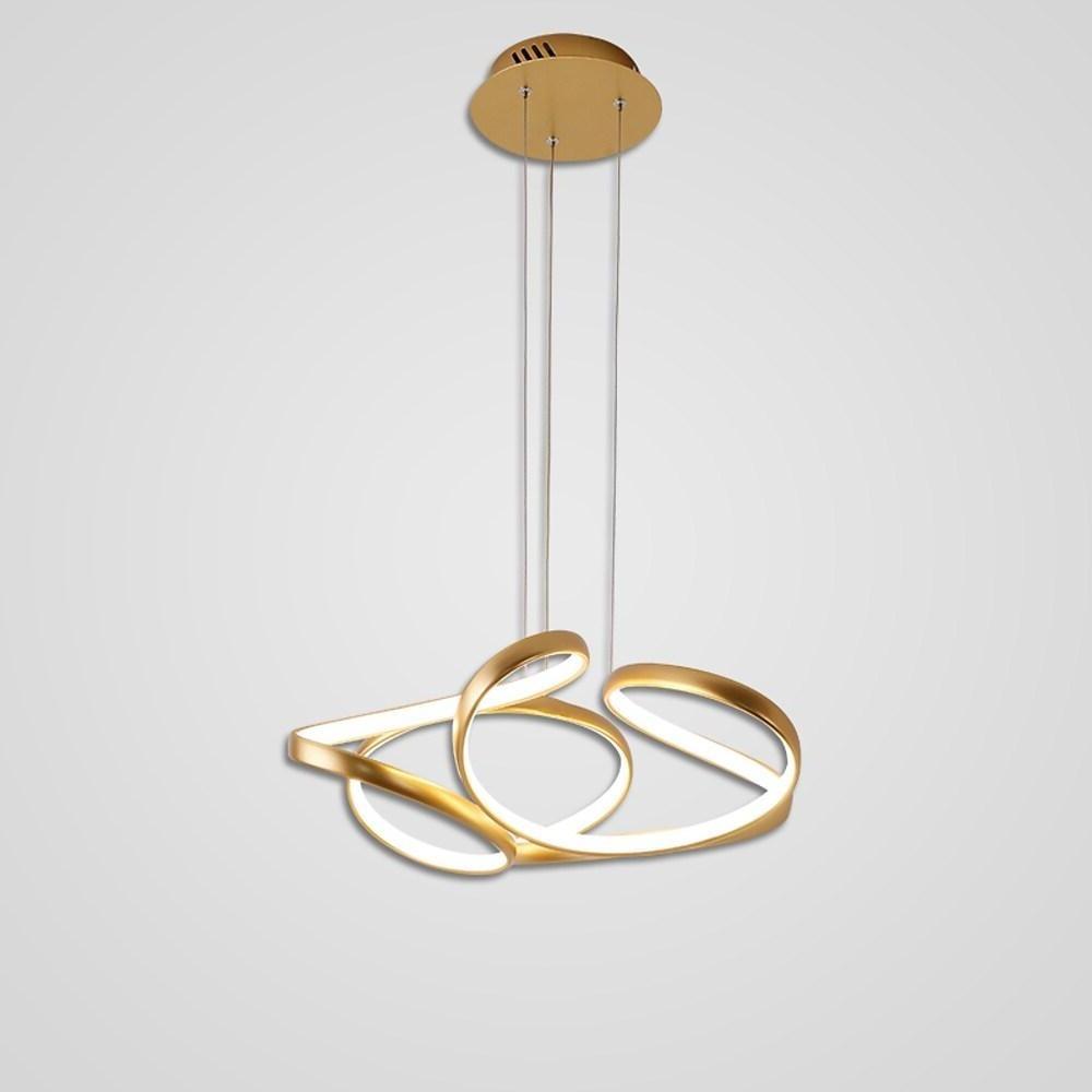 Modern Interwoven Wave Metal Pendant Light Gold Coffee Finish