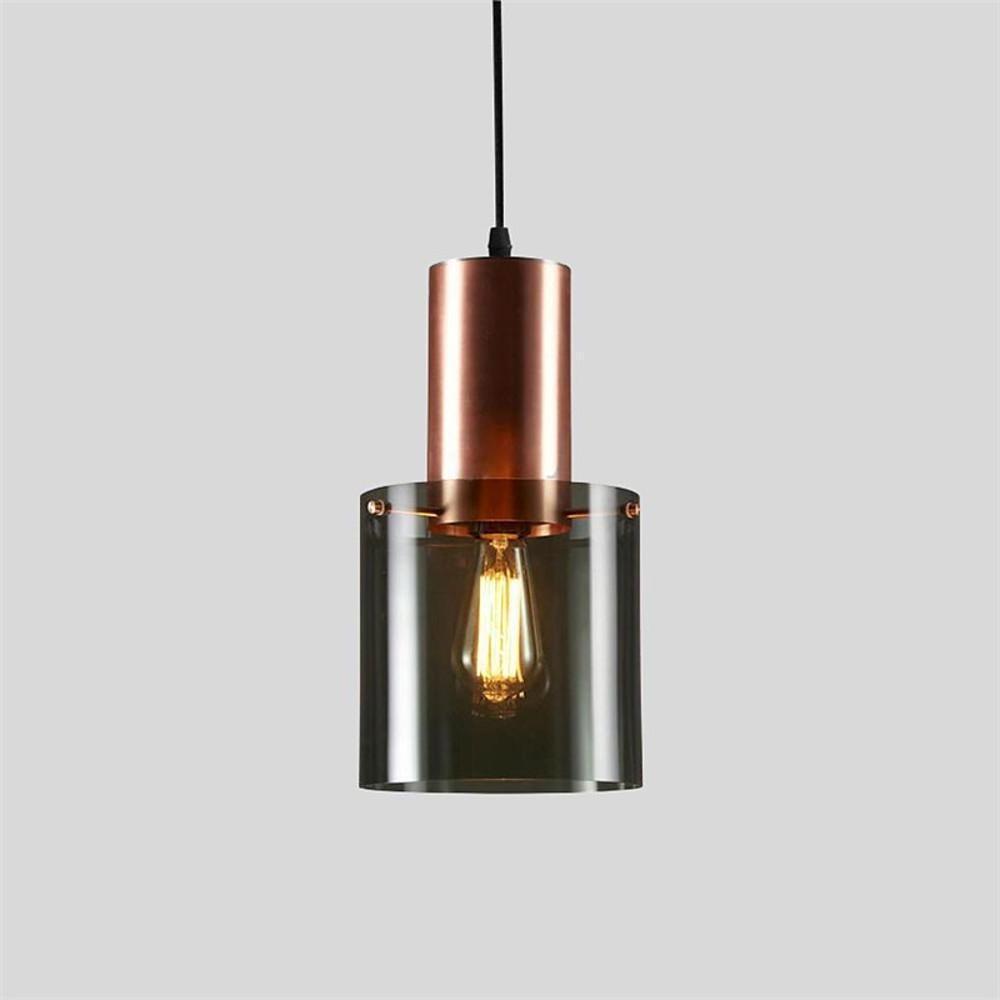 Nordic Glass Cylinder Pendant Light with Electroplated Metal Finish