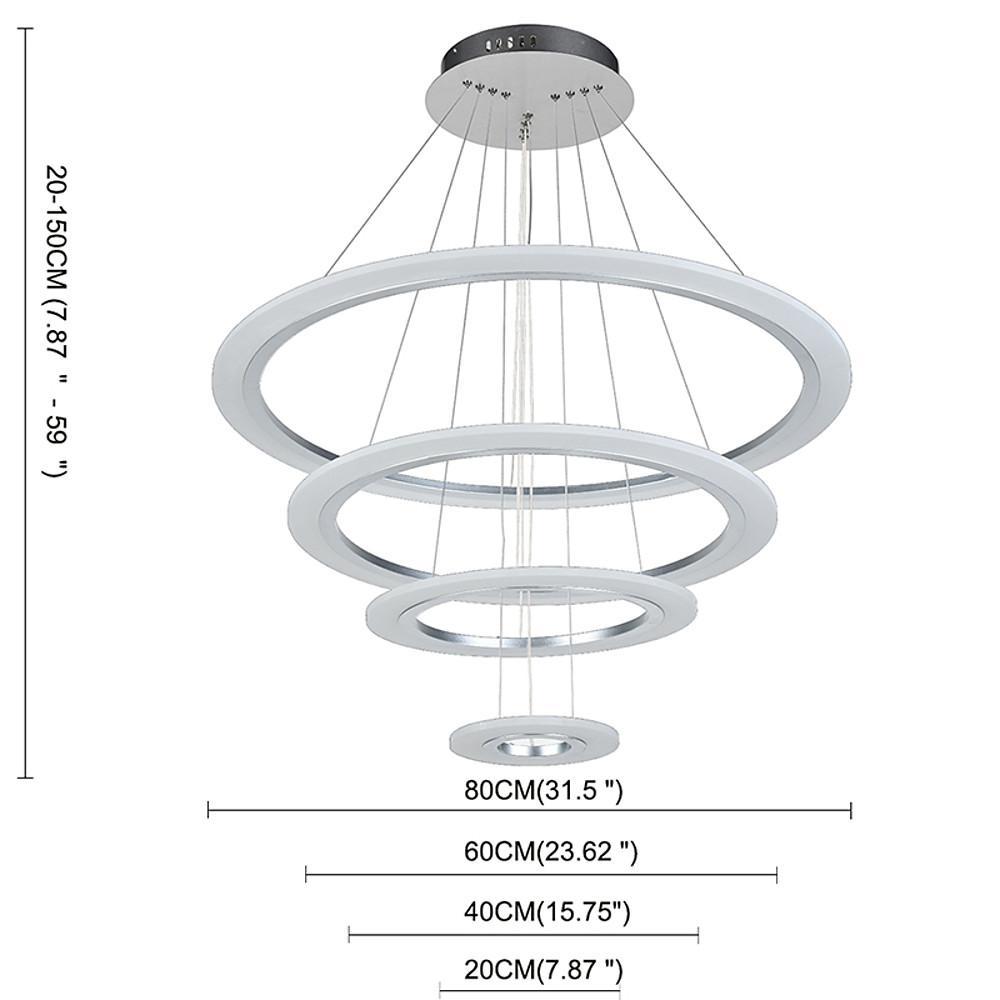 Adjustable 4-Ring LED Modern Pendant Chandelier – Metal & Acrylic