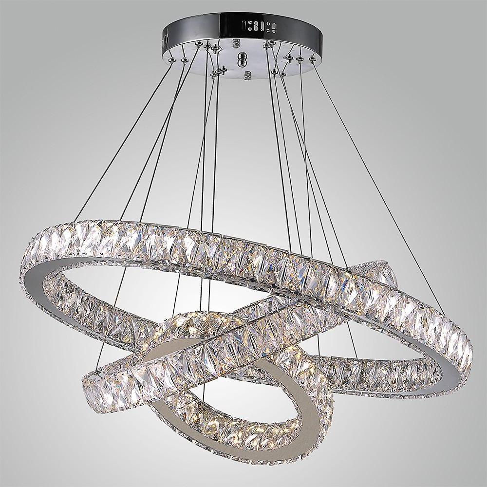 Interwoven Circle Crystal Chandelier Modern 3-Tier Metal Ceiling Light