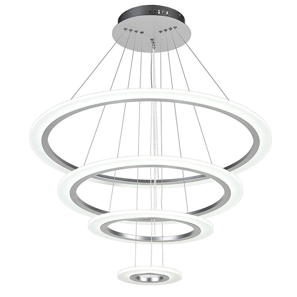 Adjustable 4-Ring LED Modern Pendant Chandelier – Metal & Acrylic