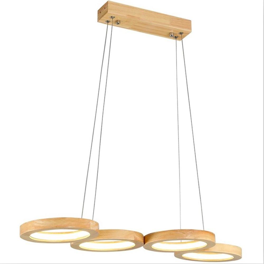 Modern Wood Ring Pendant Light - 4 or 5 Circle LED Ceiling Fixture