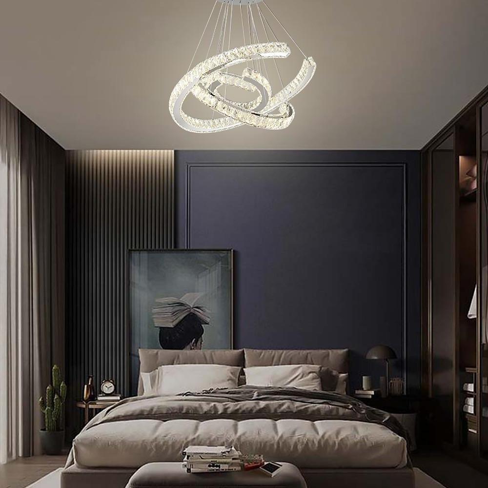 Wave Crystal Chandelier with Stainless Steel Finish - 3-Light LED