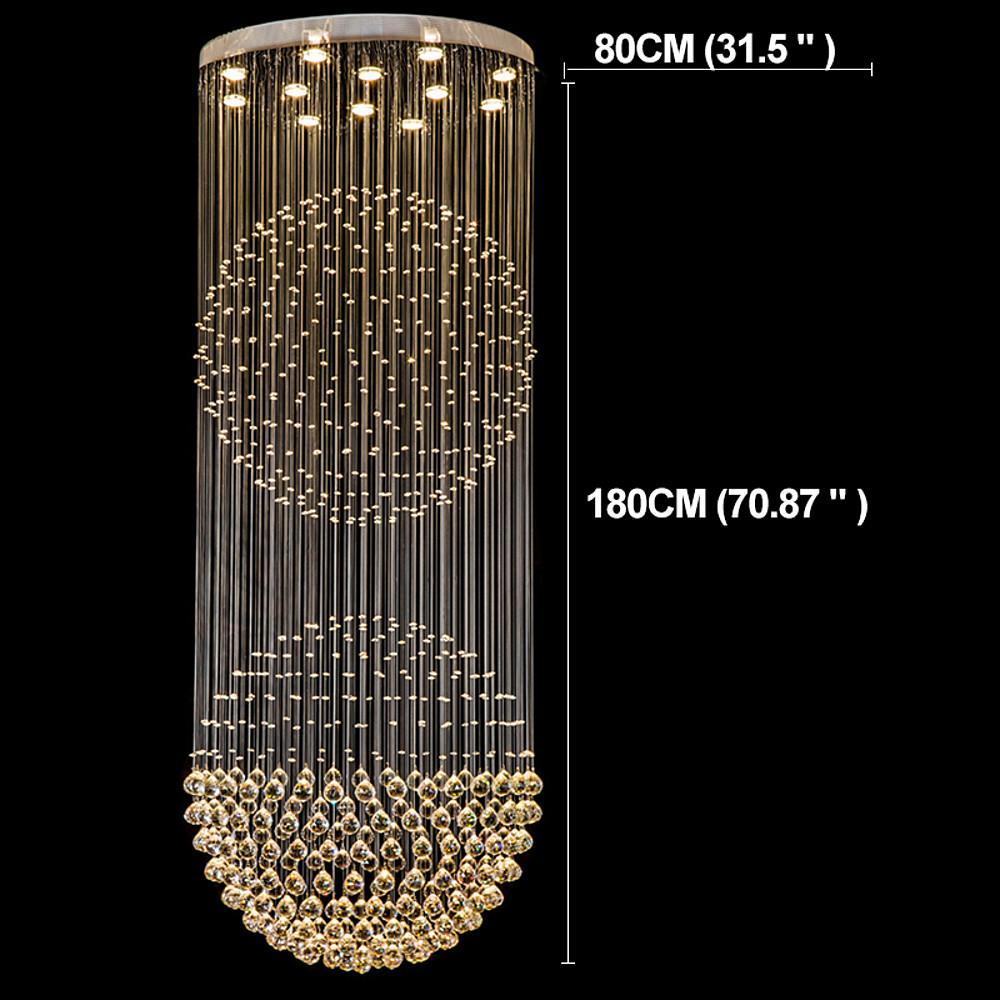 Double Sphere Crystal Metal Chandelier Contemporary Staircase Lighting