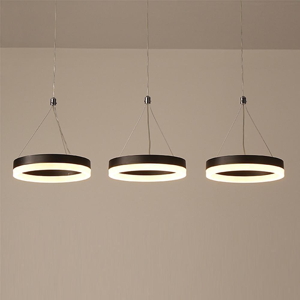 Modern 3-Ring Dimmable LED Chandelier with Adjustable Chains