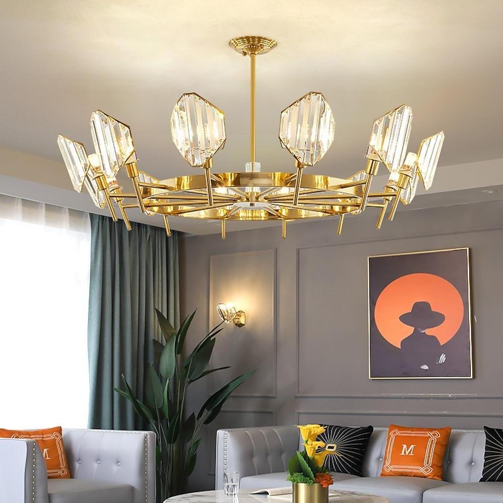 Crystal Ring Chandelier – Gold Metal Frame Luxury Ceiling Light