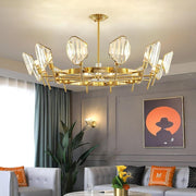 Crystal Ring Chandelier – Gold Metal Frame Luxury Ceiling Light