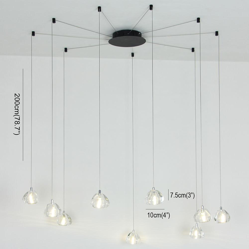 Contemporary Raindrop Crystal Chandelier with Metal Frame – 9-Light