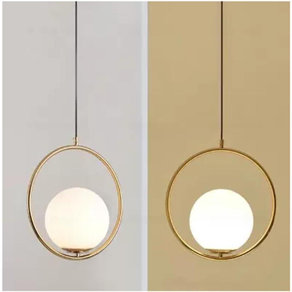 Nordic Glass Globe Pendant Light with Electroplated Metal Finish