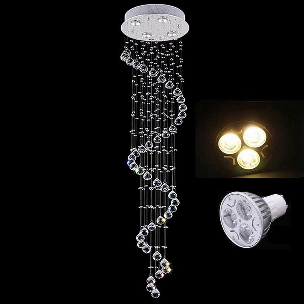 Multi Spiral Crystal Chandelier Modern Metal LED Ceiling Light