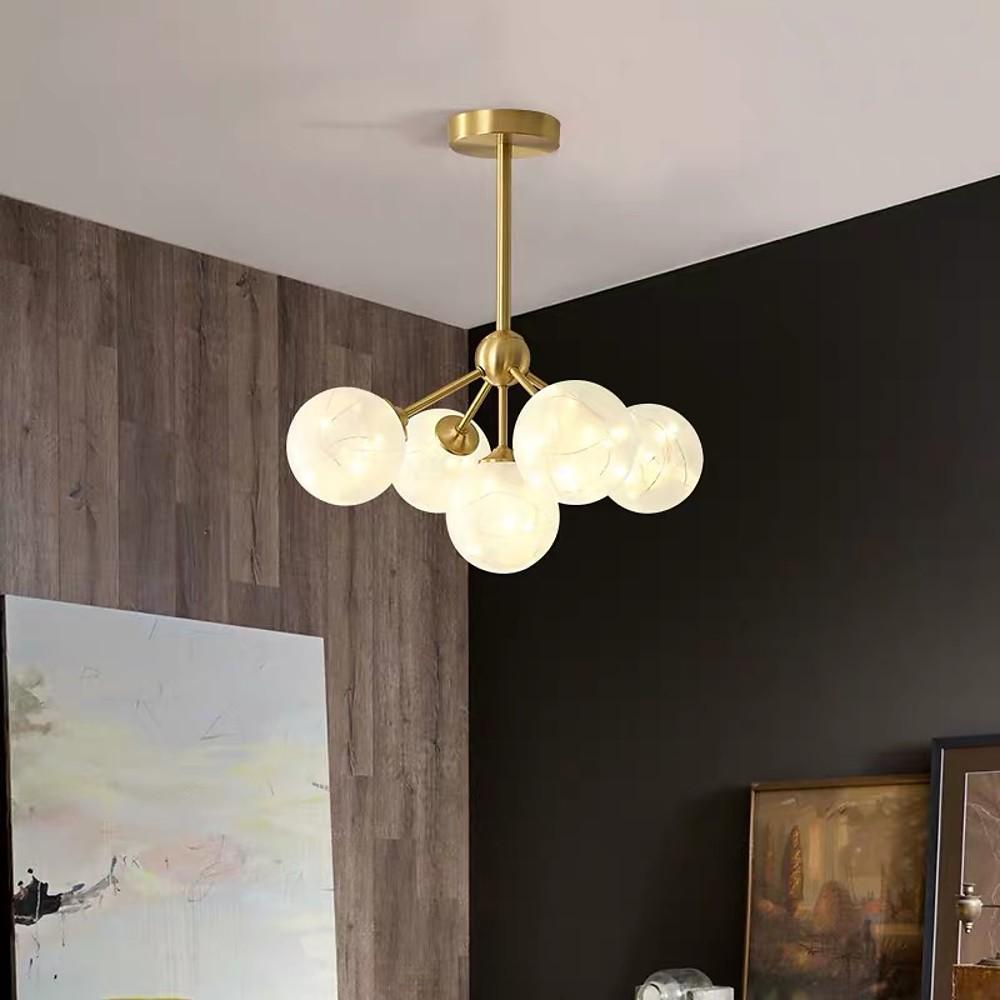 5-Globe Glass Flush Mount Ceiling Light - Modern Artistic LED