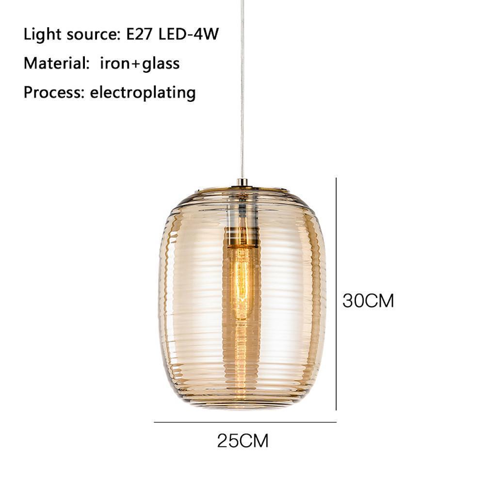 Lantern Glass Pendant Light Modern Electroplated Island Lighting