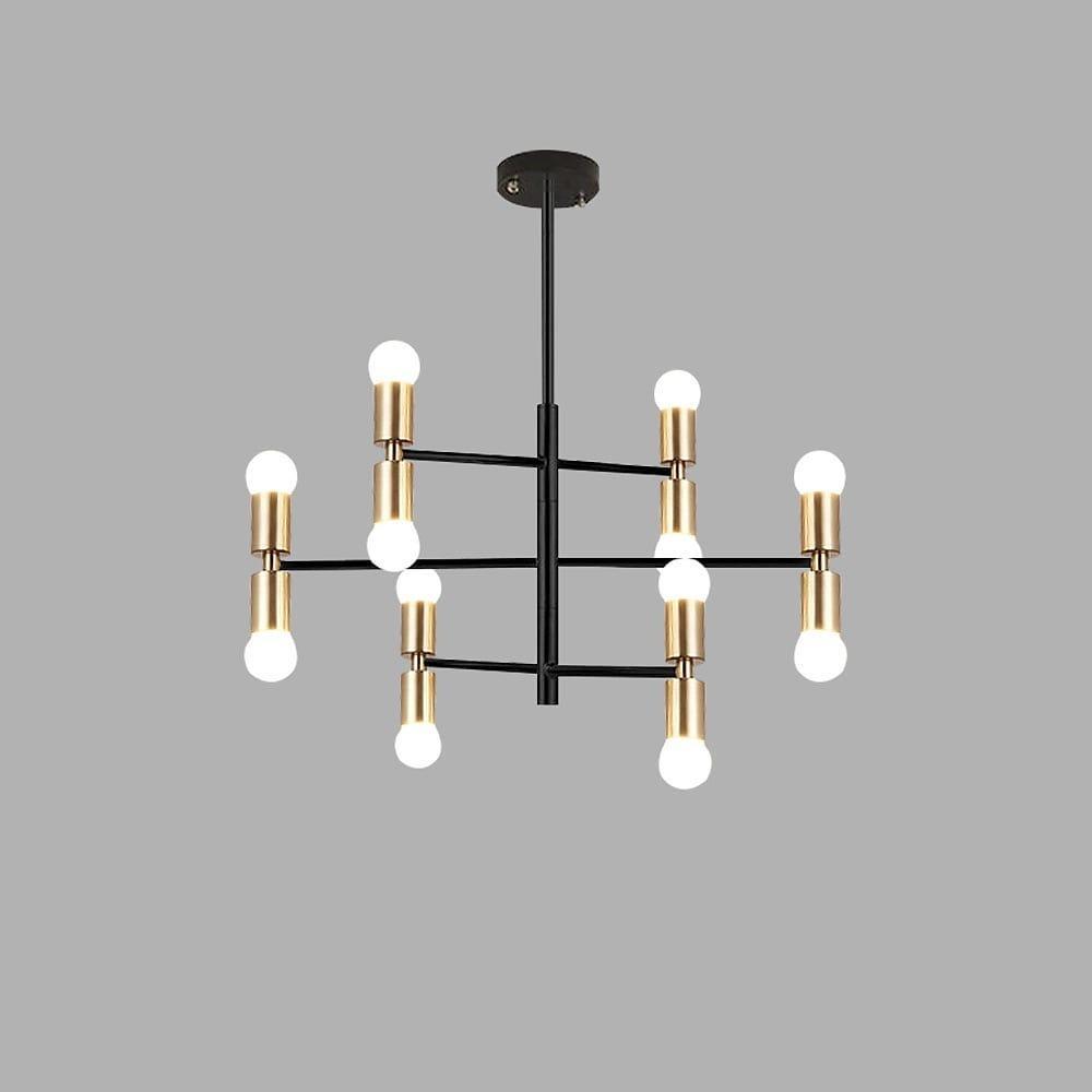 6-Light Geometric Chandelier Modern Metal Pendant Gold & Black