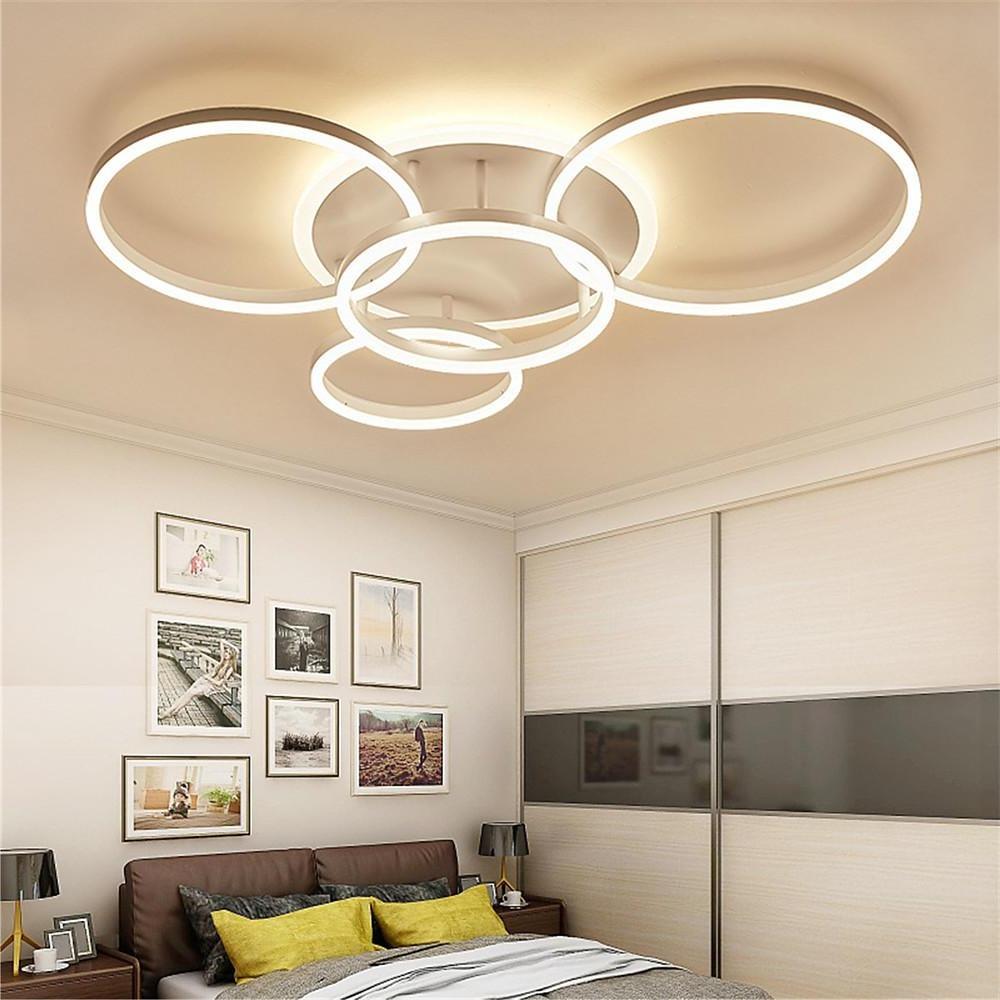 Modern Circular LED Flush Mount Ceiling Light with Remote Dimmable