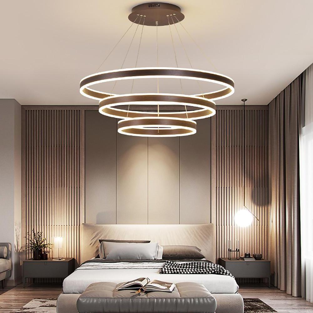 Modern 3-Ring LED Chandelier with Adjustable Height