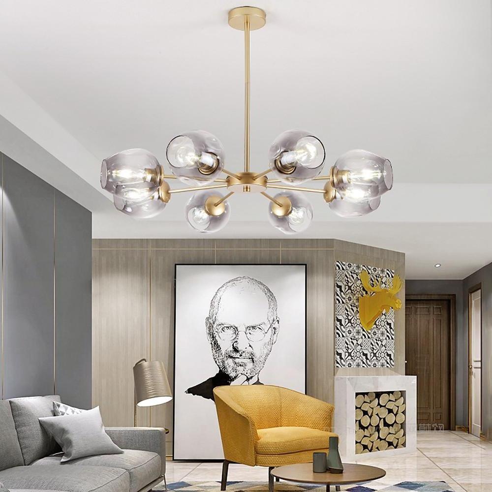 Nordic Sputnik Chandelier Glass Globe Electroplated Aluminum