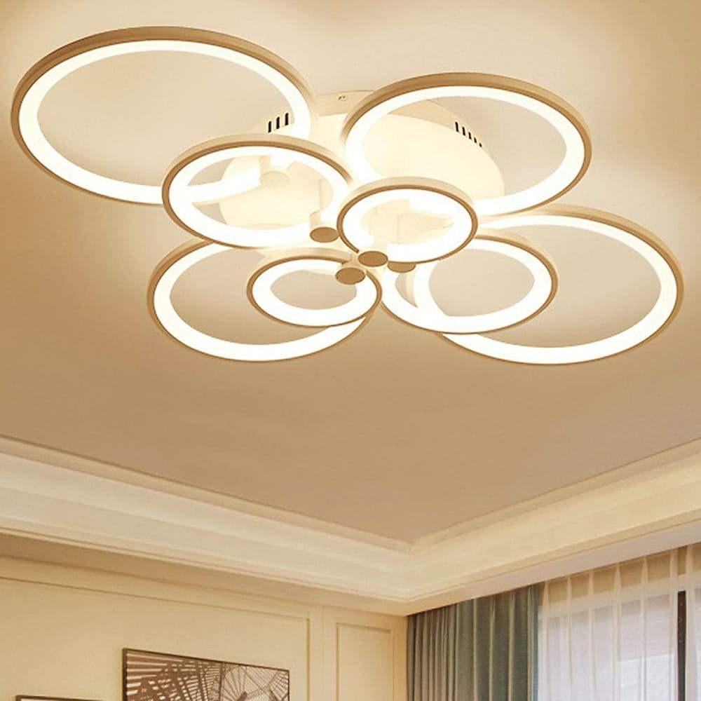 Modern Semi Flush Mount Light with Overlapping Rings - LED Ceiling