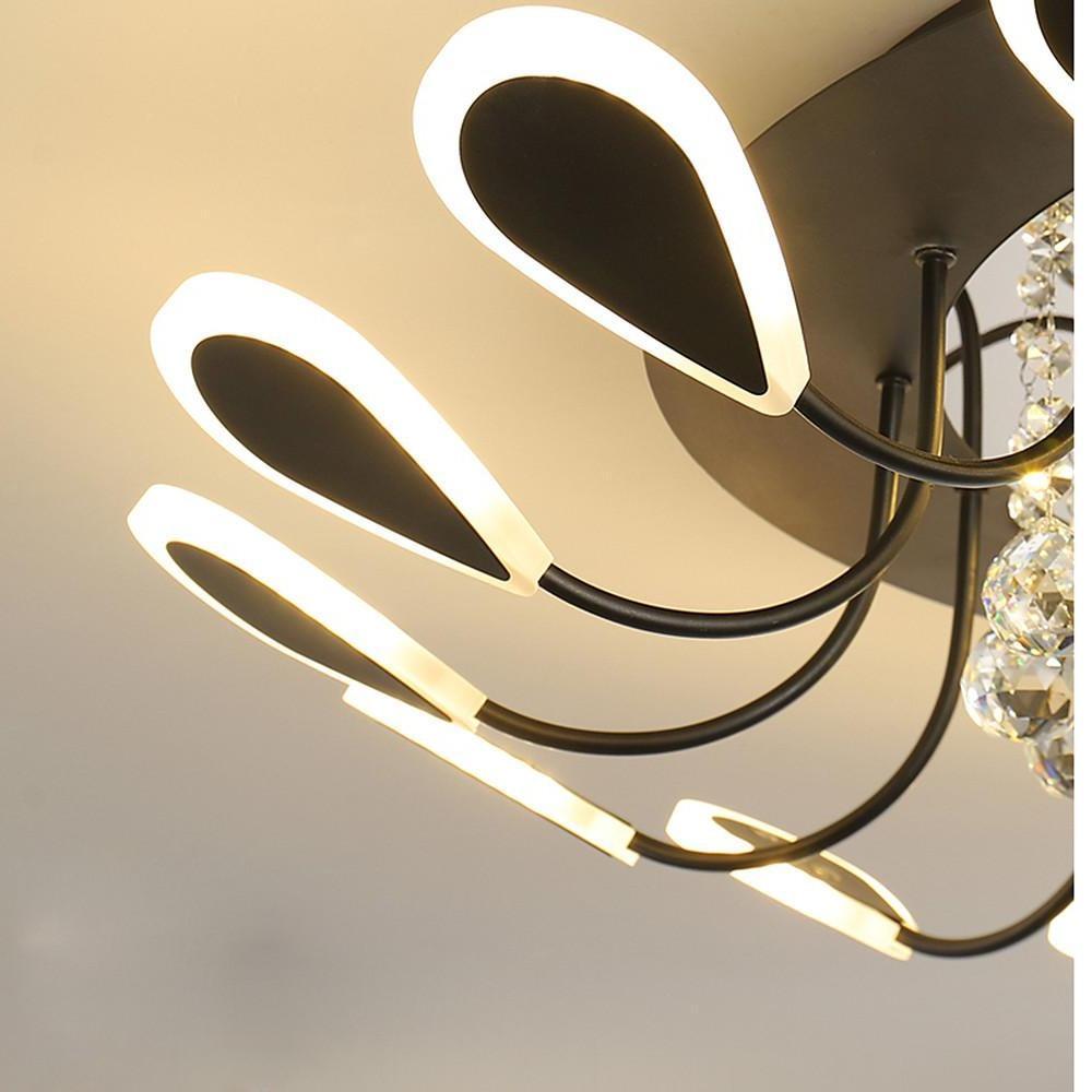Flower Shaped Dimmable LED Crystal Flush Mount Ceiling Light