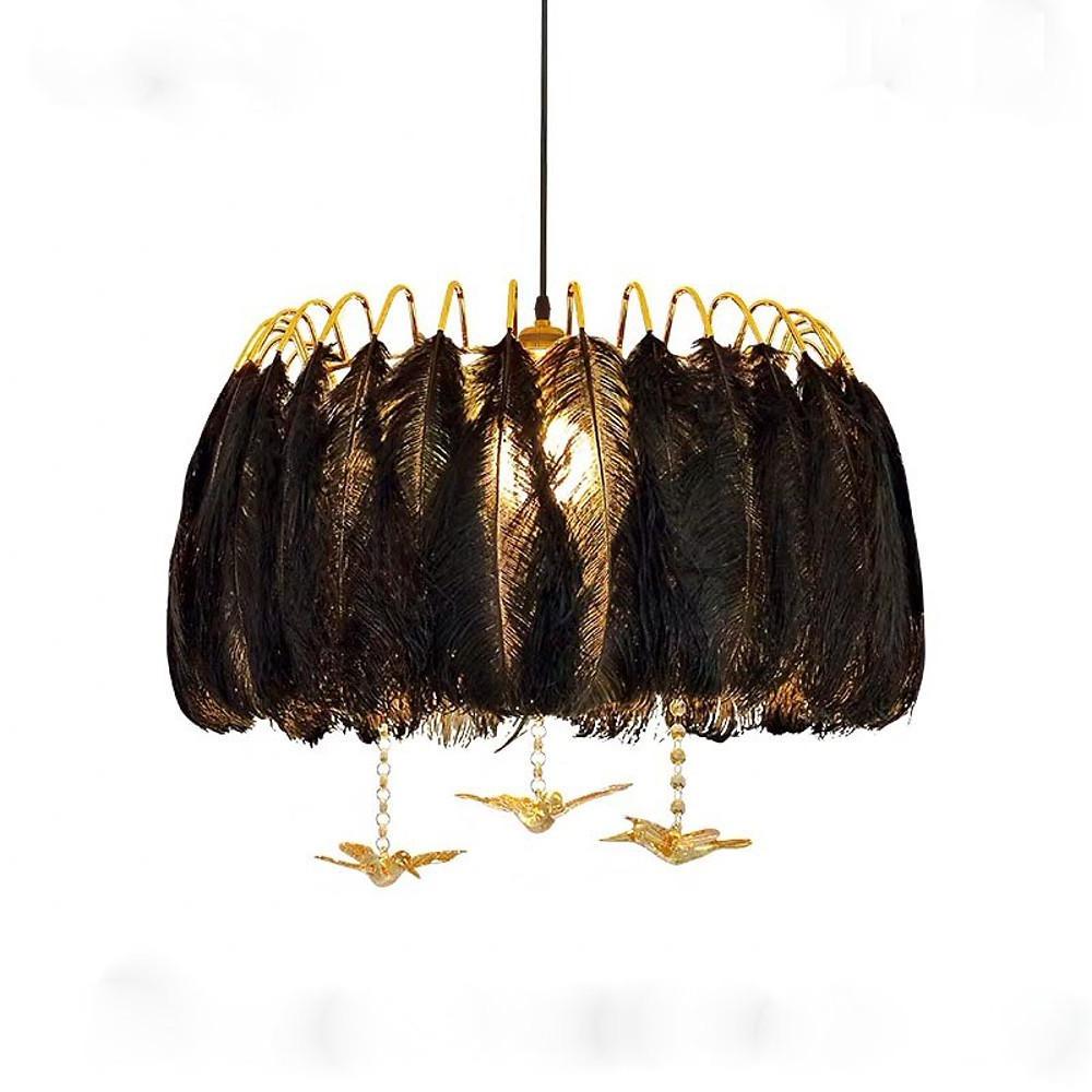Modern Drum Feather Chandelier with LED Light