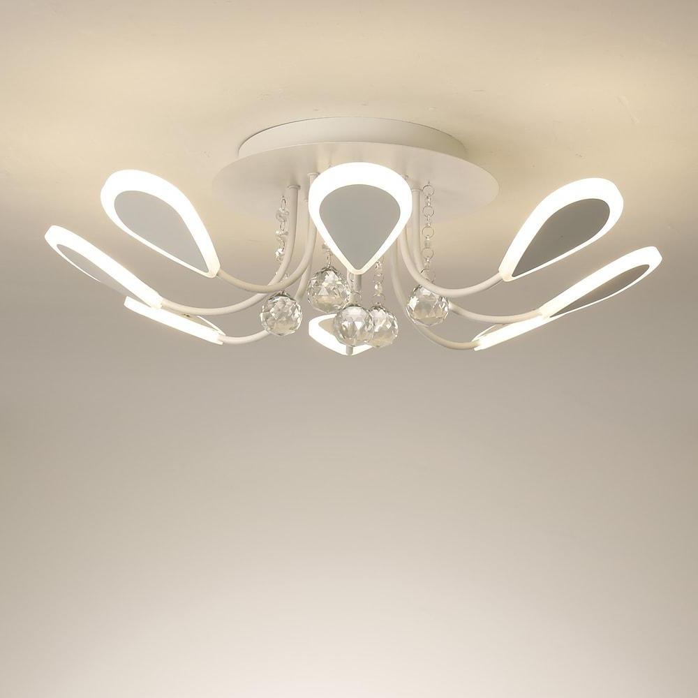 Modern Crystal Flush Mount Ceiling Light – 8-Light LED Fixture