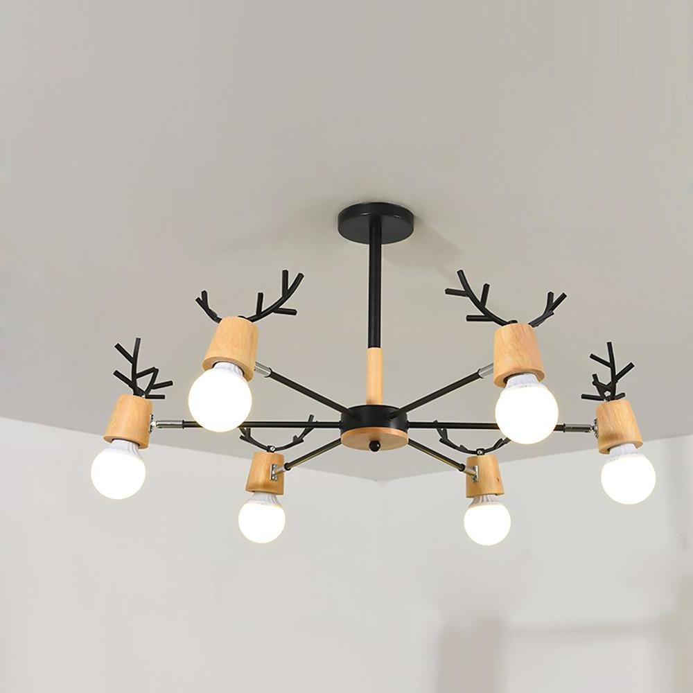 6-Light Nordic Antler Chandelier | Modern Metal Sputnik Design