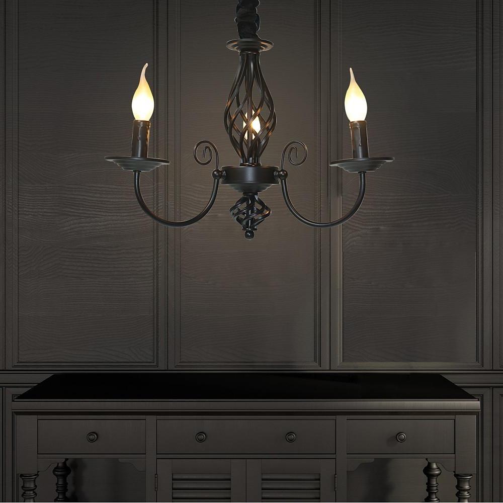 Triple Candle Farmhouse Pendant Light | Oil Rubbed Bronze Metal