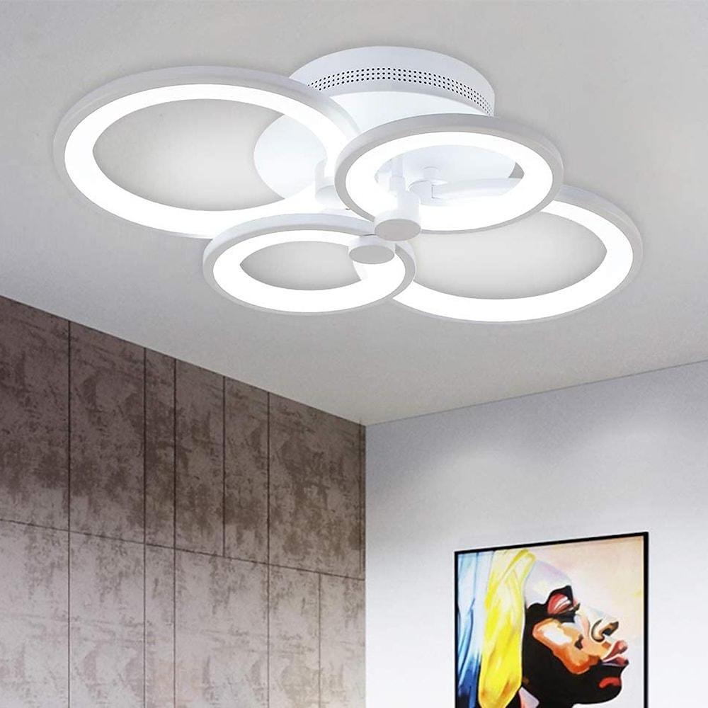 Modern Semi Flush Mount Light with Overlapping Rings - LED Ceiling