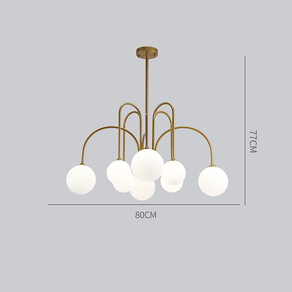 Modern Sputnik Pendant Light White Glass Globe Chandelier Gold Black
