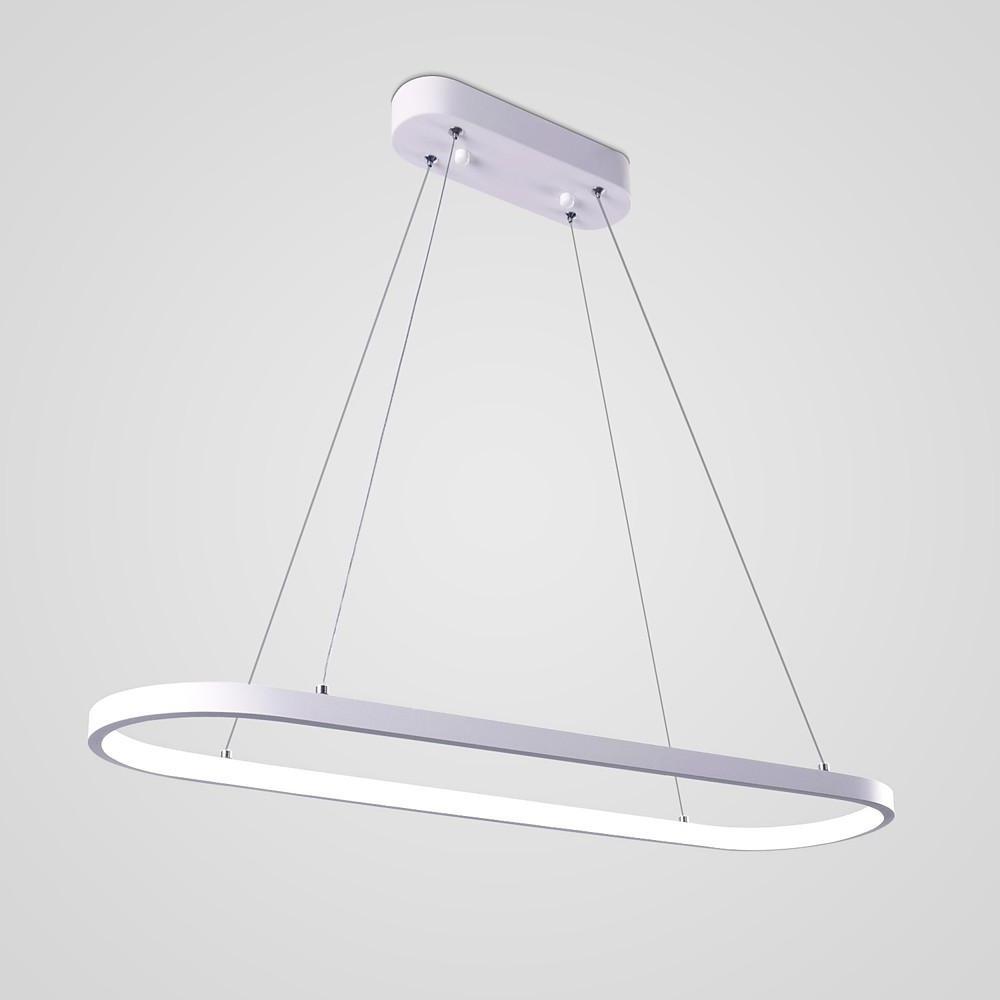 Modern Metal Pendant Light Curved Rectangular Design Dining Room