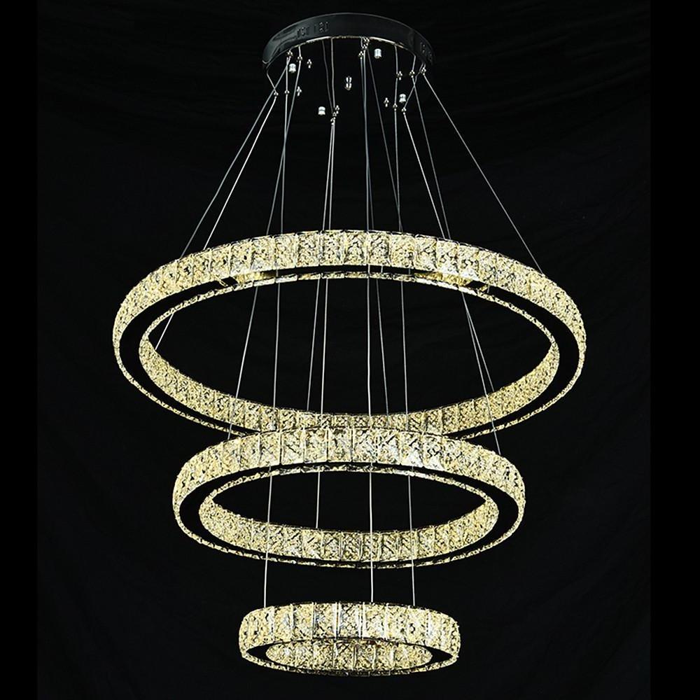 Modern Geometric Circle Crystal Chandelier LED Ceiling Light