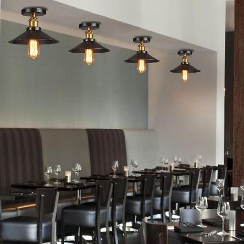 Industrial Teardrop Semi-Flush Mount Ceiling Light - Metal Fixture