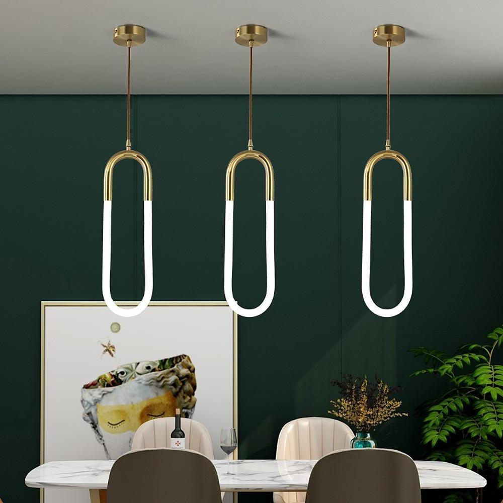 Modern Geometric Pendant Light Gold Copper Acrylic LED 8W