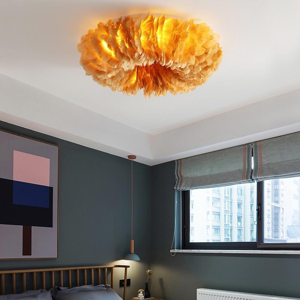 Nordic Feather Flush Mount Ceiling Light - Round LED Chandelier