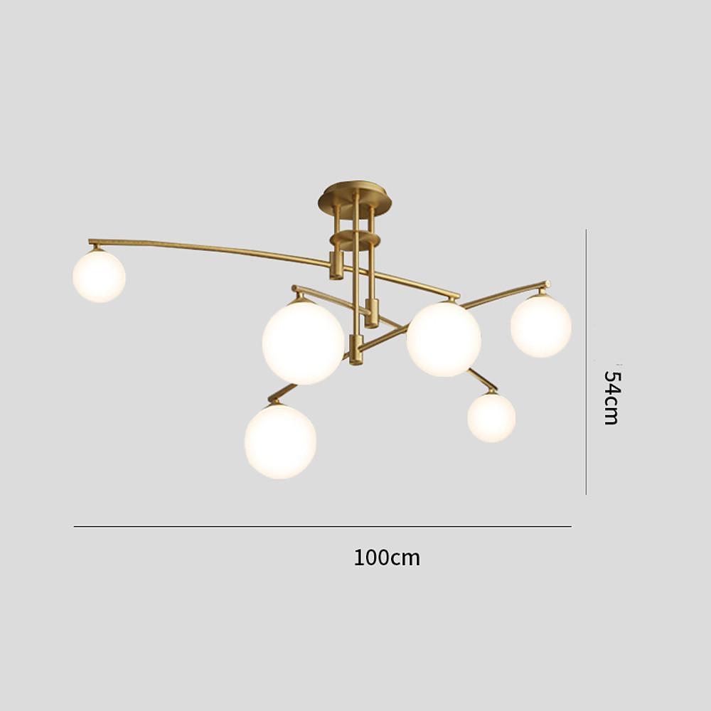 Modern Gold Brass Glass Chandelier with Curved Line Design LED