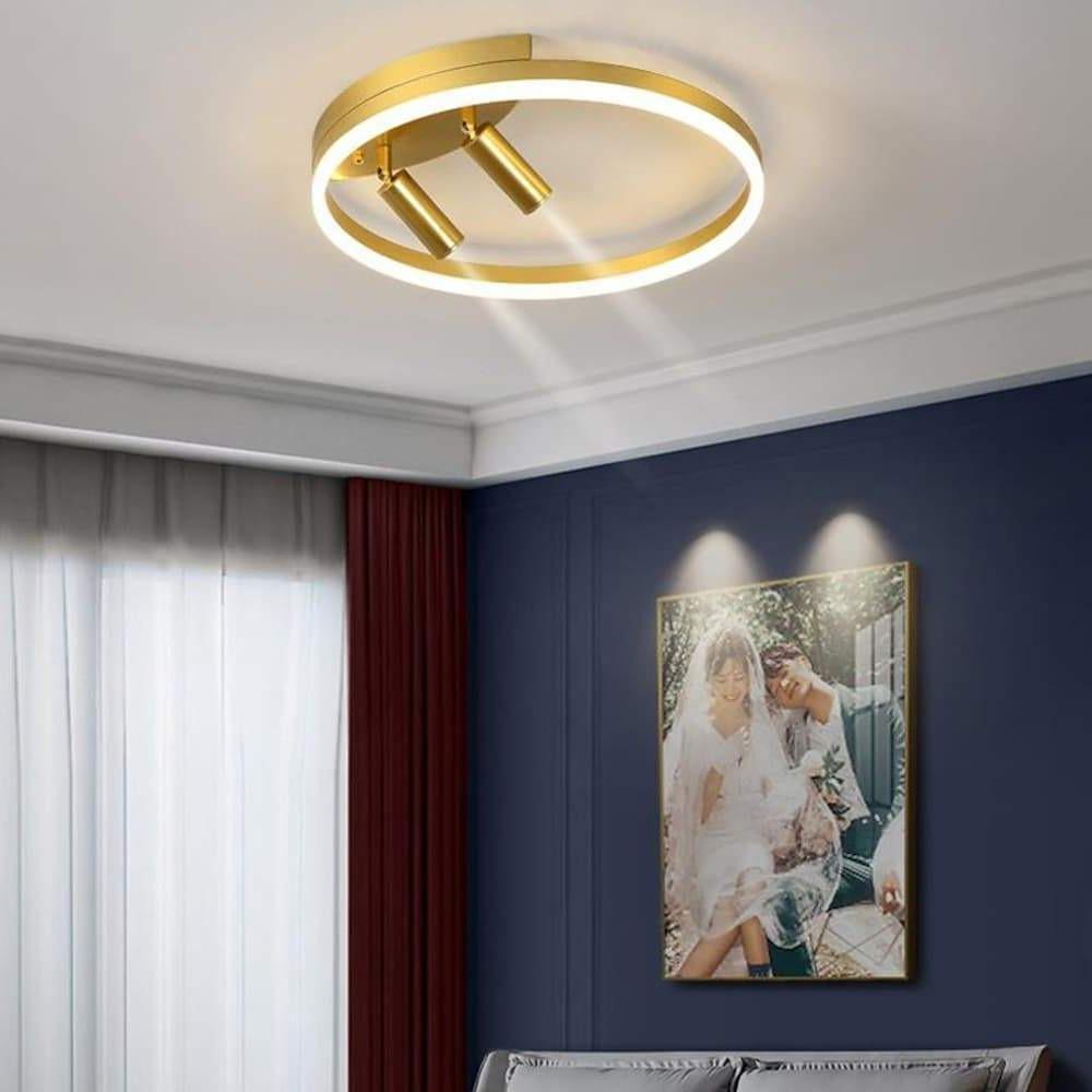 Modern Black Circle LED Flush Mount Ceiling Light with Spotlight