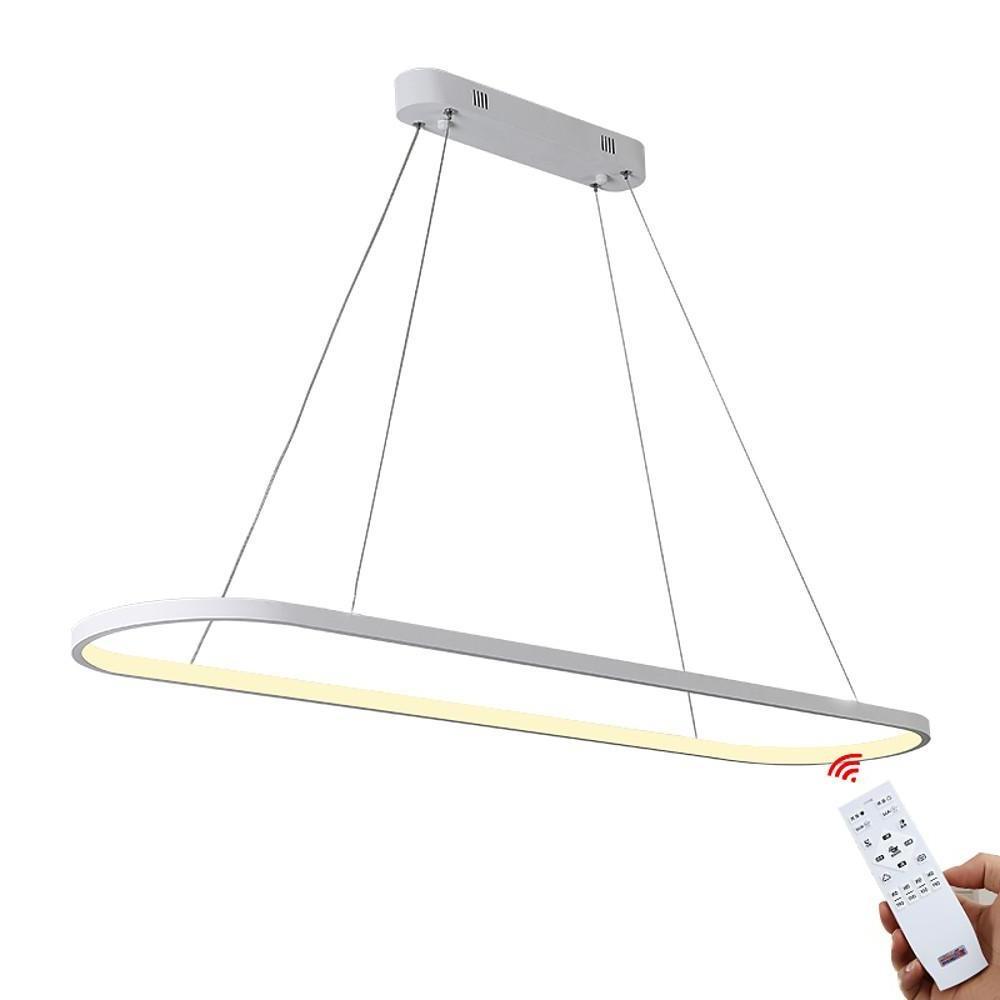 Modern Linear Rectangle LED Pendant Light with Remote Control