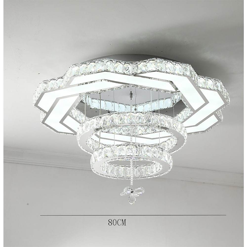 Crystal LED Flush Mount Ceiling Light - Vintage Tiered Design