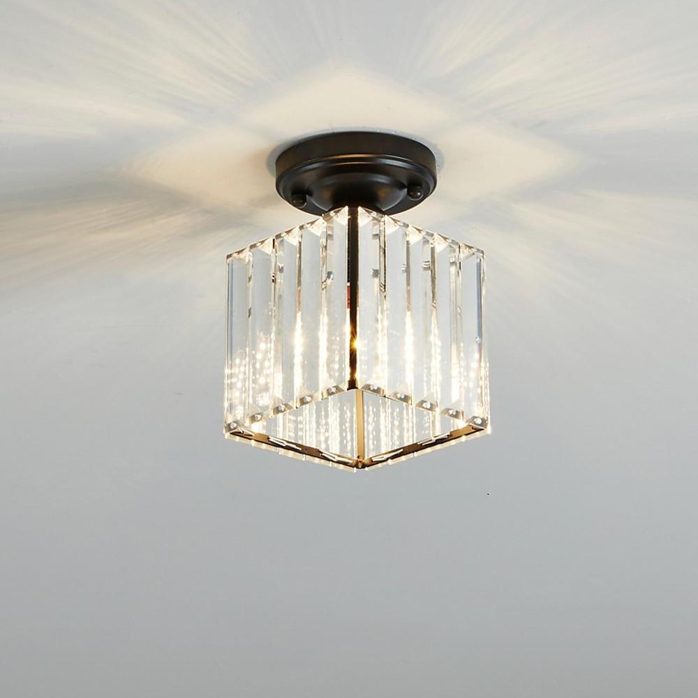 Crystal Semi-Flush Mount Ceiling Light - Modern Industrial LED