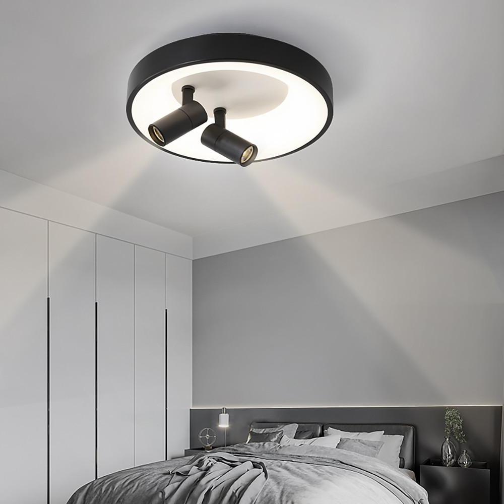 Modern LED Circle Flush Mount Light in White & Black