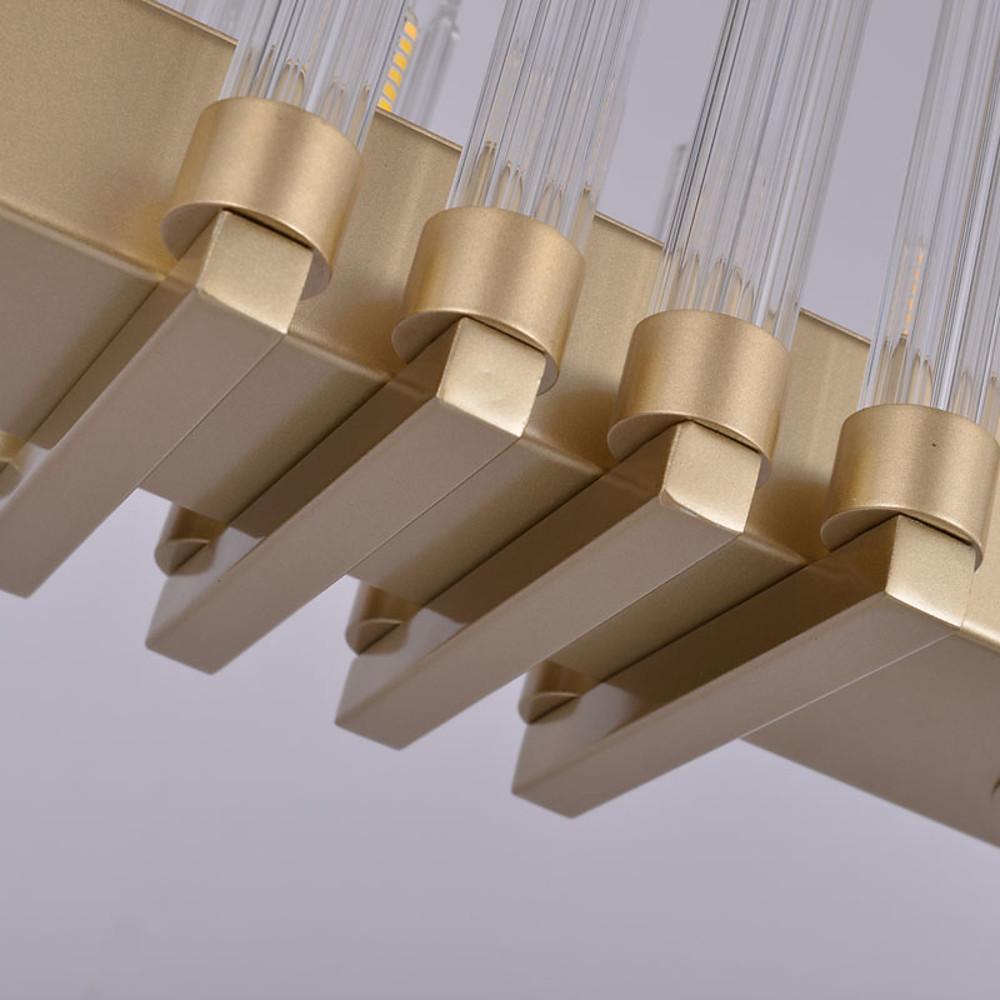Linear Metal & Glass LED Chandelier – Modern Ambient Lighting