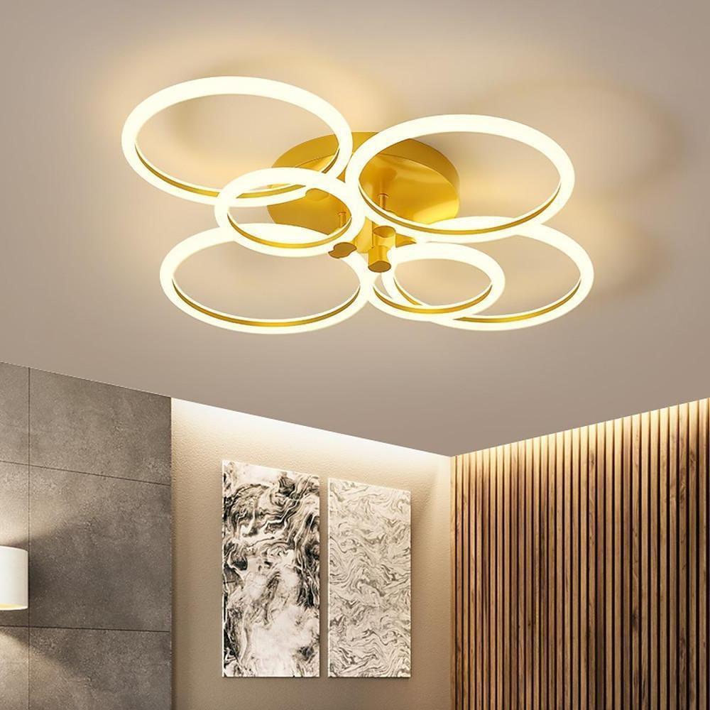 Modern Circular Ring LED Flush Mount Ceiling Light with Remote