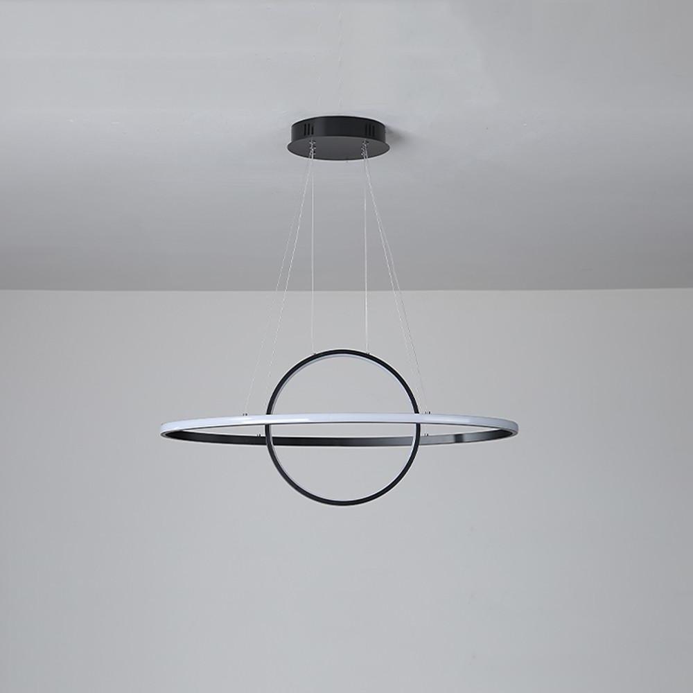 Modern Double Circle LED Pendant Light Metal Adjustable Chandelier