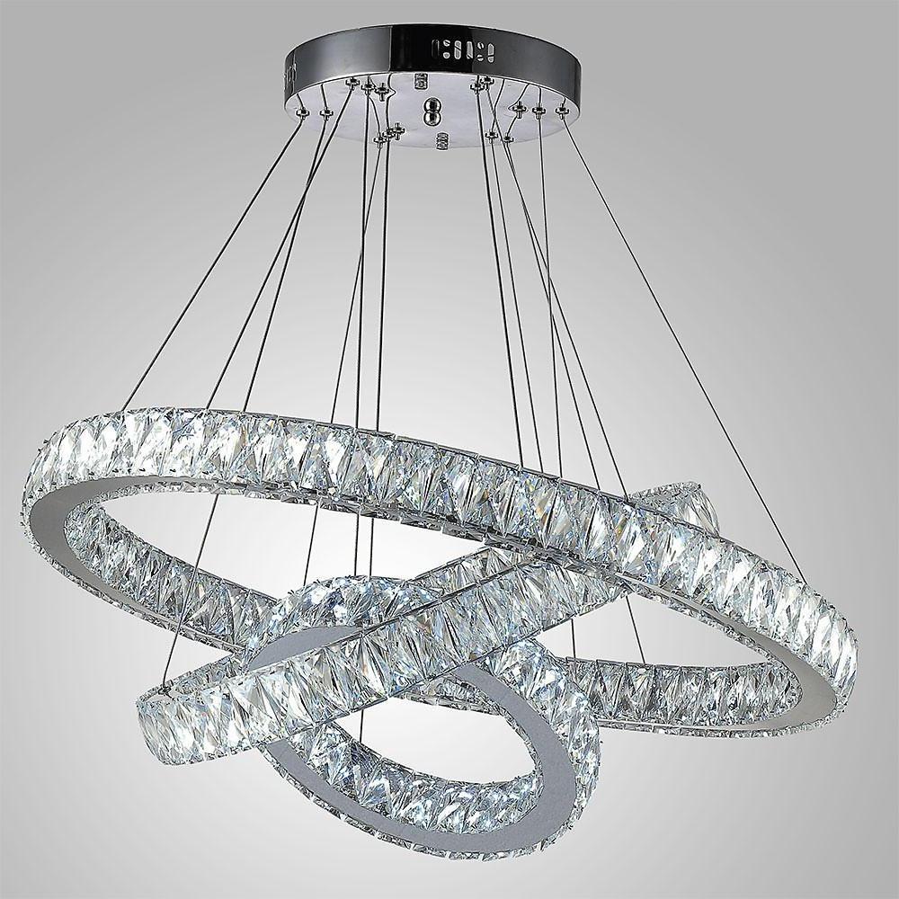 Interwoven Circle Crystal Chandelier Modern 3-Tier Metal Ceiling Light